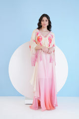 Bauhinia printed ombre maxi dress