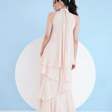 Nude Tiered Maxi Dress
