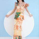 Mysterious Tropic Tiered Maxi Dress