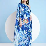 Blue Botanical Foliage Kaftan Dress