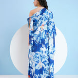 Blue Botanical Foliage Kaftan Dress