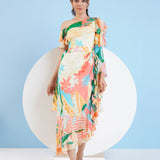 Tropical Crush Asymmetric Midi Dress