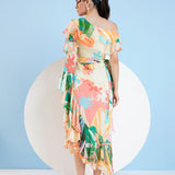Tropical Crush Asymmetric Midi Dress