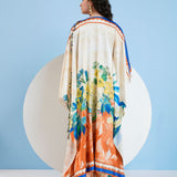 Vivid Floral Cape & Pants Set with Bustier