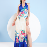 Floral Expression Halter Maxi Dress