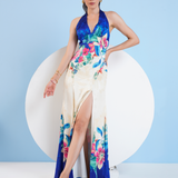 Floral Expression Halter Maxi Dress