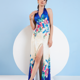 Floral Expression Halter Maxi Dress