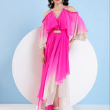 Pink Ombre High Low Maxi Dress