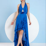 Blue Halter Neck Dress