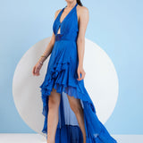 Blue Halter Neck Dress