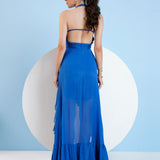 Blue Halter Neck Dress