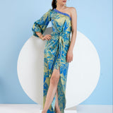 Gold Foil Botanical Foliage Dress