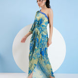 Gold Foil Botanical Foliage Dress