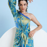 Gold Foil Botanical Foliage Dress