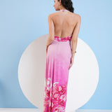 Jersey Maxi Dress with Plunging Neckline