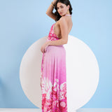 Jersey Maxi Dress with Plunging Neckline