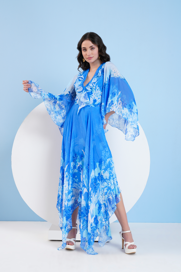 Blue Sapphire High Low Maxi Dress