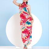 Halter Neck Velvet Bodycon Dress