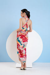 Halter neck velvet bodycon dress