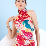Halter Neck Velvet Bodycon Dress