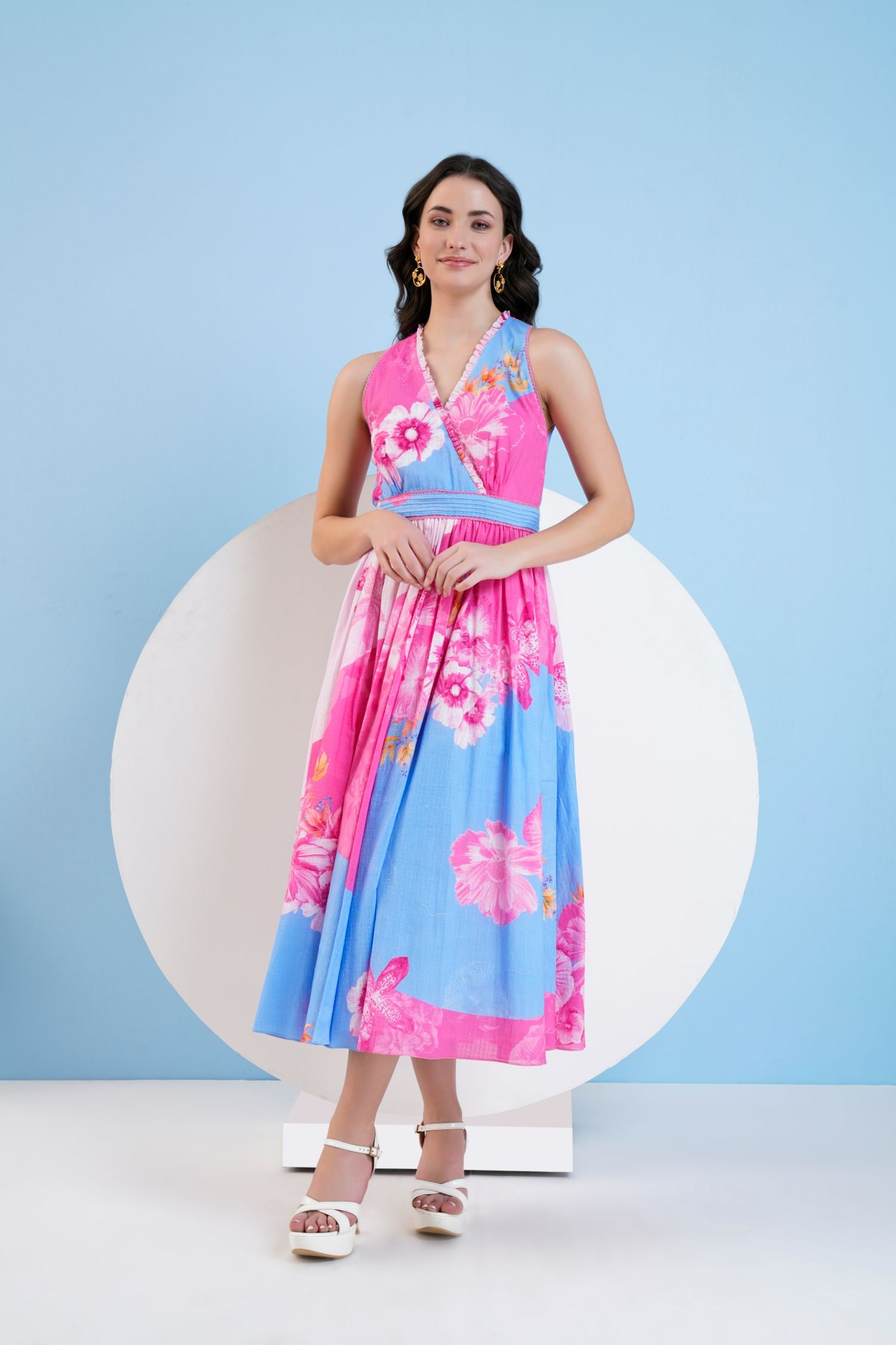 Blue Pastoral Midi Dress