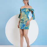 Gold Foil Fitted Bodycon Mini Dress