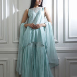 Aqua kurta sharara set