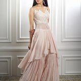Peach Dori Kurta Sharara Set