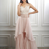 Peach Dori Kurta Sharara Set