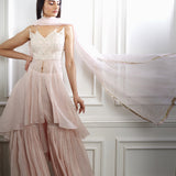 Peach Dori Kurta Sharara Set