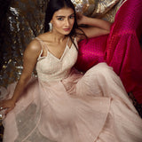 Peach Dori Kurta Sharara Set