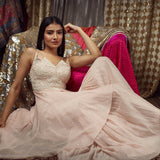 Peach Dori Kurta Sharara Set