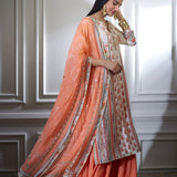 Ivory Printed Kurta Sharara Set