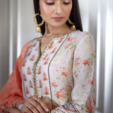 Ivory Printed Kurta Sharara Set