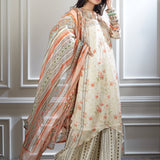 Ivory printed Kurta and Sharara Set