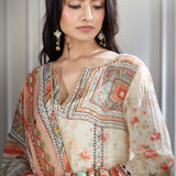 Ivory printed Kurta and Sharara Set
