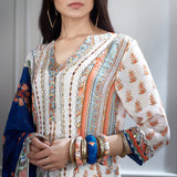 Ivory Printed and Mirror Tunic Set