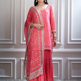 Printed and Embroidered Short Kurta Set