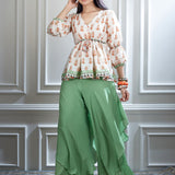 Printed Ivory Top & Sharara Set