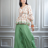 Printed Ivory Top & Sharara Set