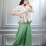 Printed Ivory Top & Sharara Set