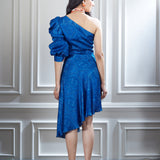 A Printed Dress with Cowl Detailing on Sleeve