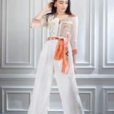 Hand Embroidered Printed Chanderi Jumpsuit