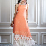 A Hand Embroidered Layered Halter Dress