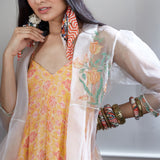 Printed dress and organza long jacket