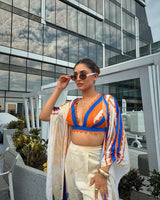 Krystle D'Souza in Vivid Floral Cape & Pants Set With Bustier
