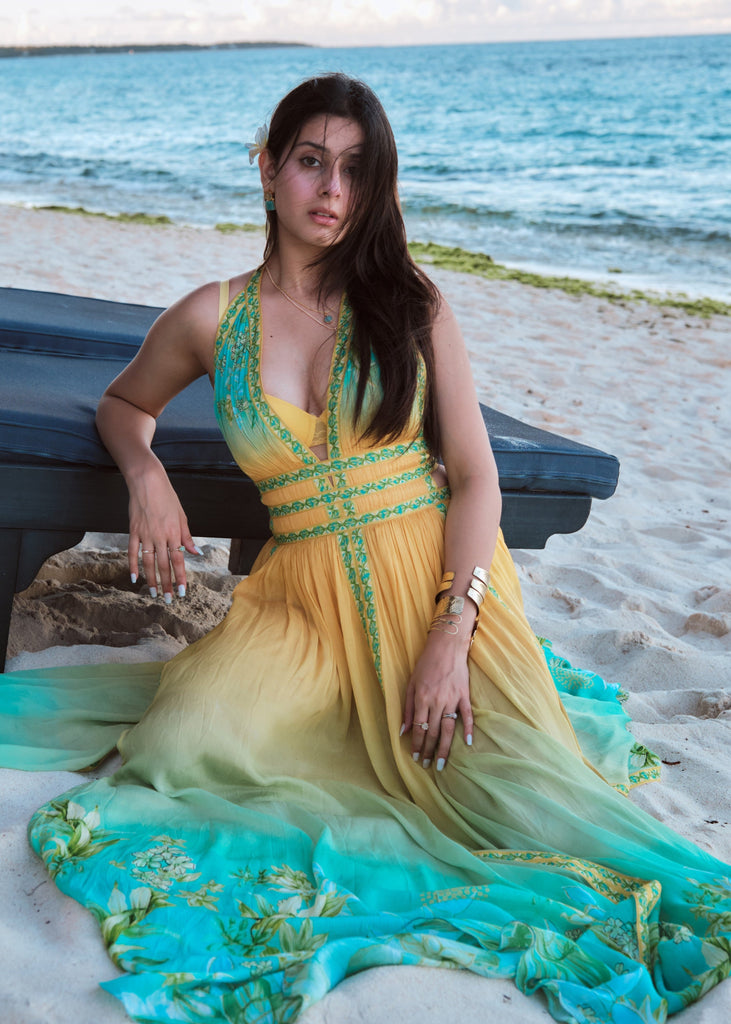Isha Malviya in Vacay ombre floral dress