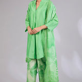 Sage Shimmer Chanderi Embroidered Kurta Set