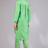 Sage Shimmer Chanderi Embroidered Kurta Set