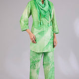 Sage Shimmer Chanderi Printed Co-Ord Set